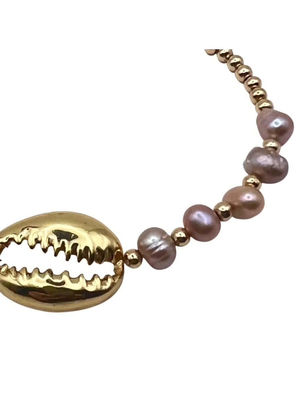 Set 3 Adjustable Bracelets Freshwater Pearls Gold Tone Pastel Pink Cowrie Heart - Picture 13 of 14